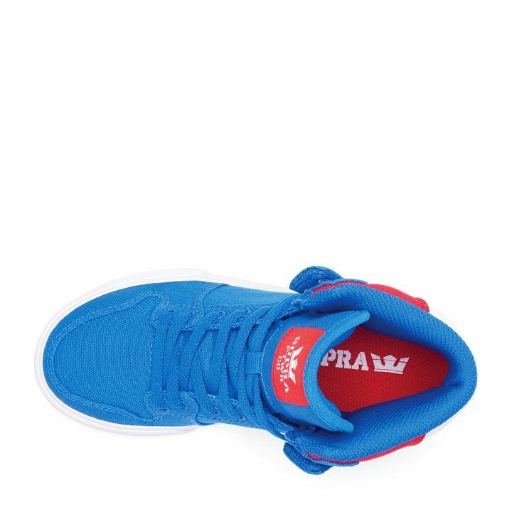 Supra Vaider D Mid Top Skater Mens Trainers Shoes Red White Royal Blue