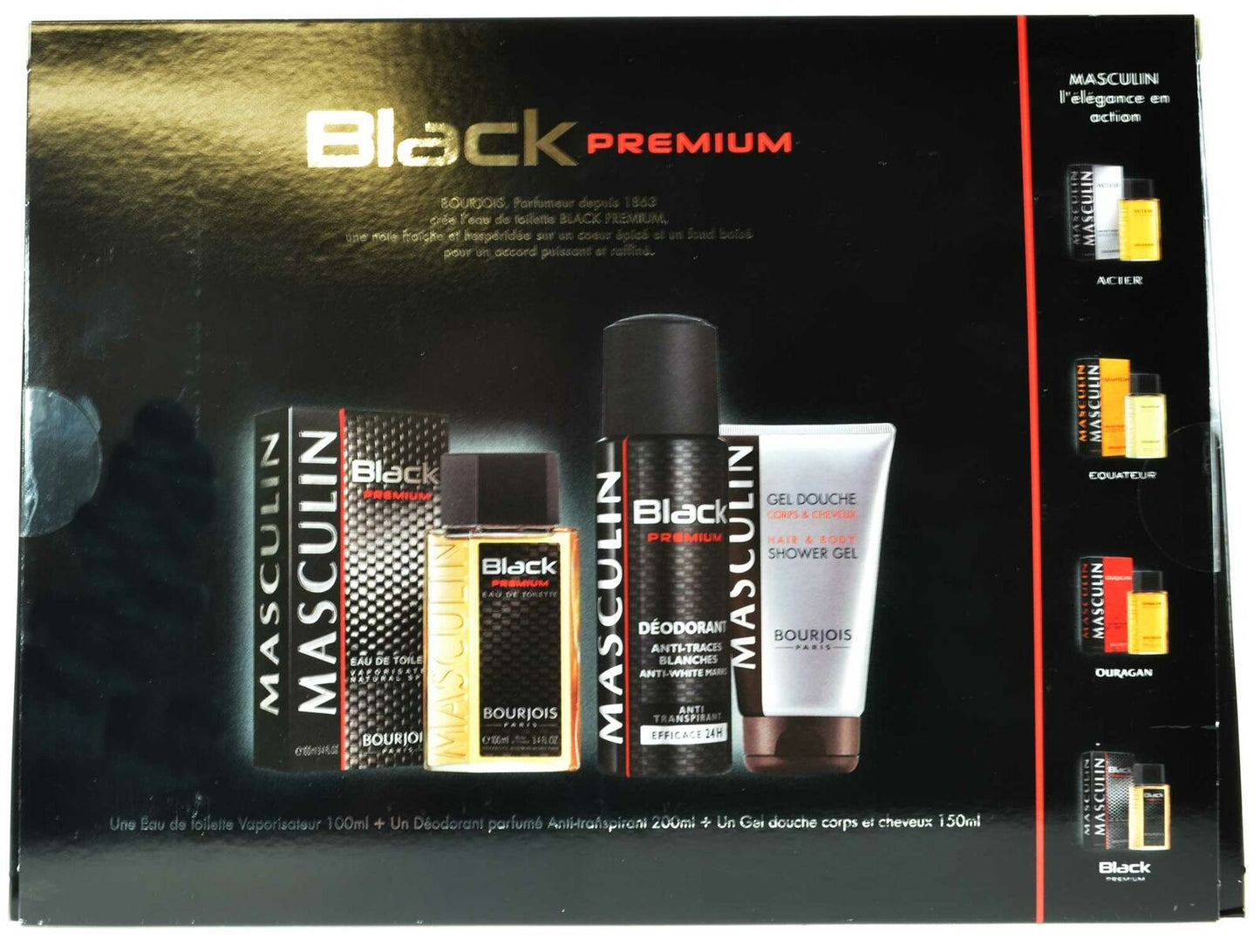 Bourjois Masculin Black Deodourant Shower Gel EDT Mens Gift Set