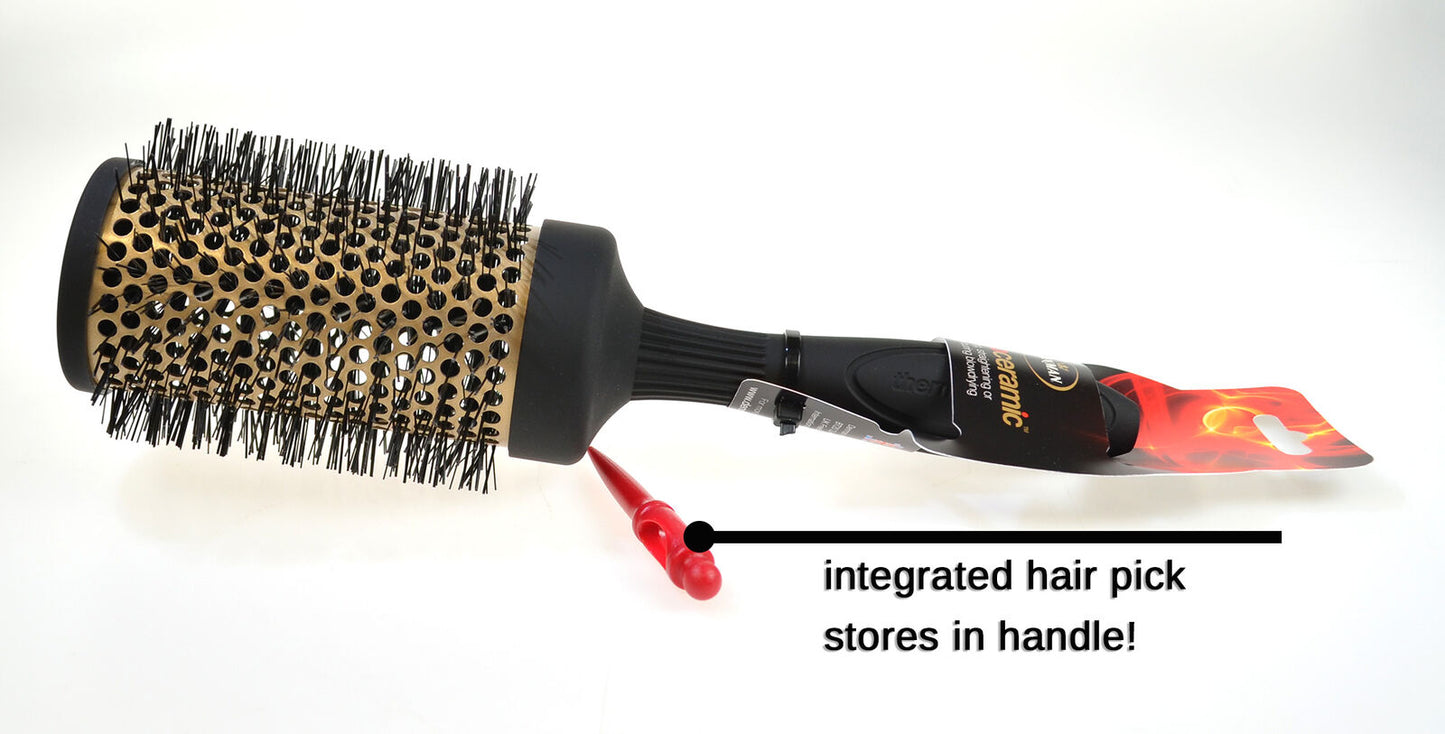 Thermoceramic Hot Curling Waves Hair Brush Denman Salon D64 53mm Barrel Gold