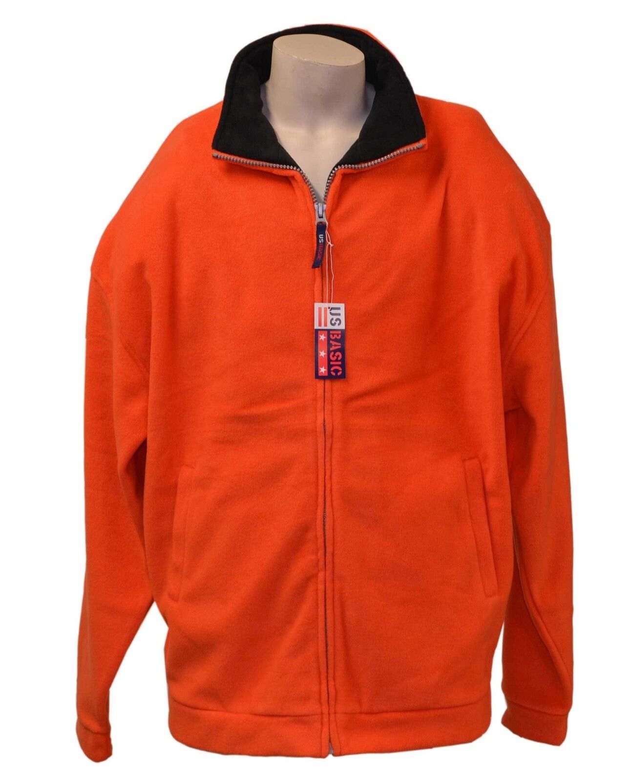 US Basic Nashville Orange Outdoor Polyester Fleece Black Trim Full Zip nEW