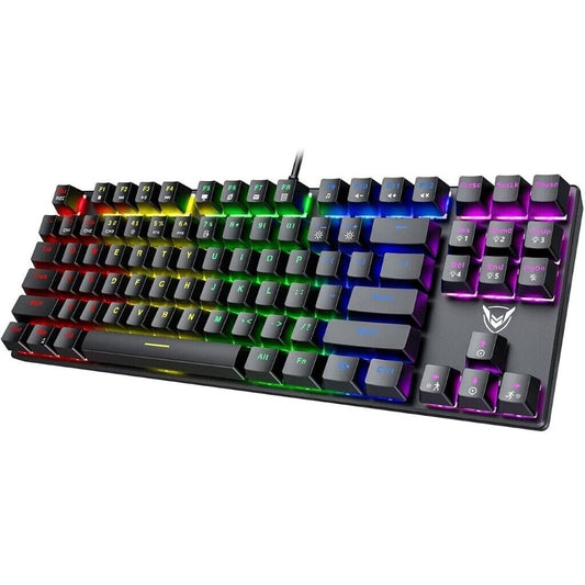 Mechanical Keyboard Wired RGB Backlit Blue Switches QWERTY TKL 80% Compact