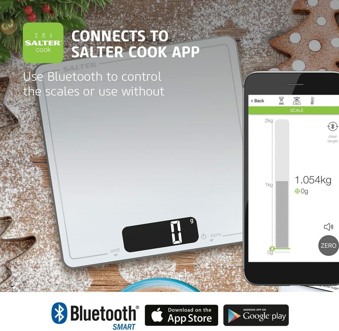 Salter Cook Bluetooth Connected Kitchen Scale and App 1193 WHDR White