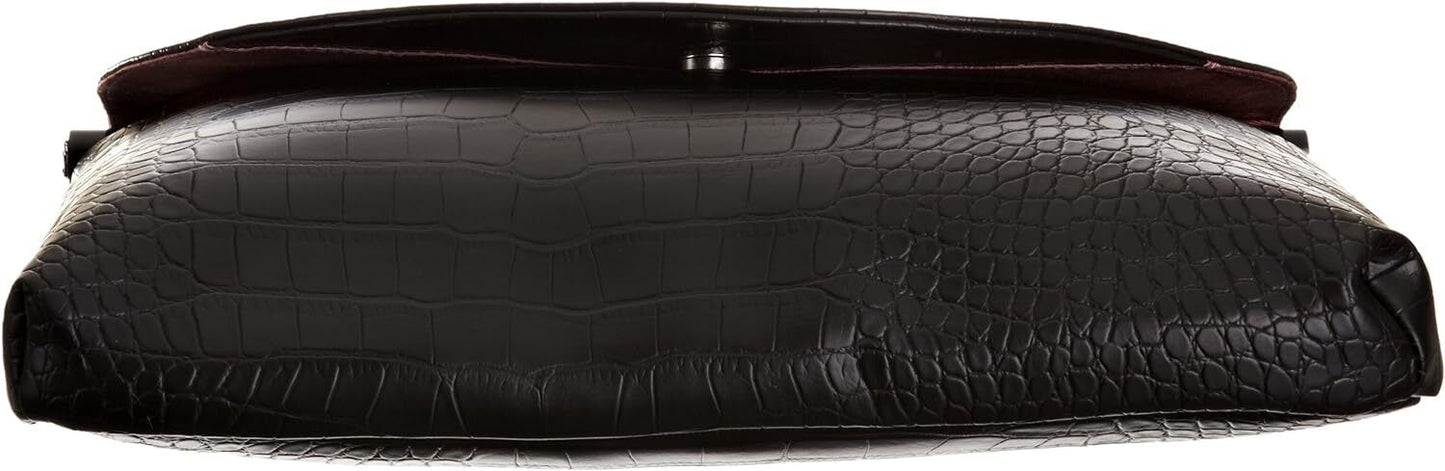 Aspen Laptop Sleeve Black Crocodile Effect PU Leather 15.6" Case Wallet Bag