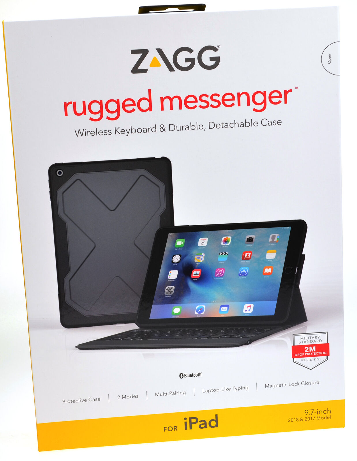 Zagg Rugged Protection iPad 9.7 Backlit Keyboard Bluetooth Stand Case Multi Pair