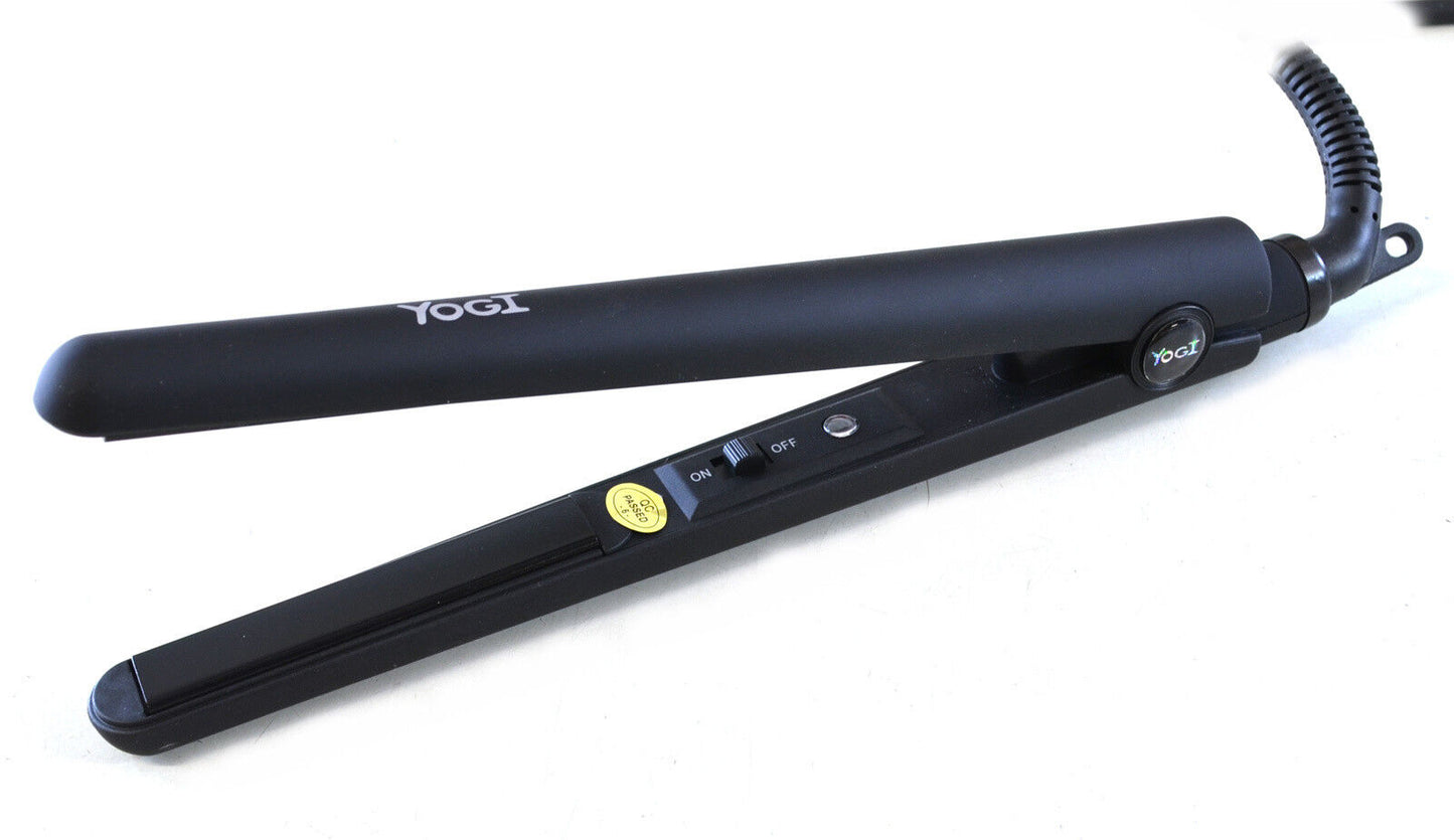 YOGI COMPACT MID-SIZE HAIR STRAIGHTENER  BLACK  IONIC TOURMALINE CERAMIC