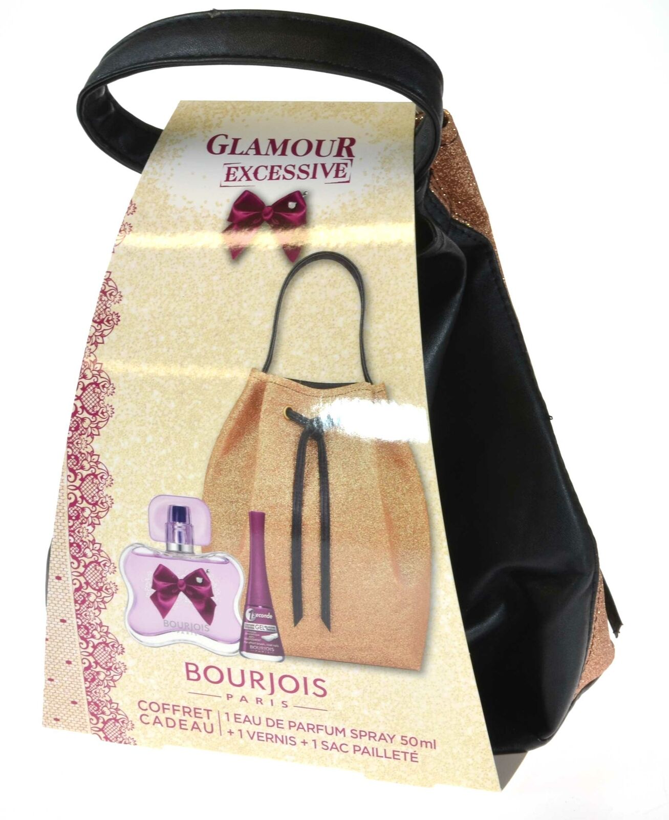 Bourjois Glamour Excessive EDP 50ml  Nail Enamel 9ml Glitter Pouch Gift Set