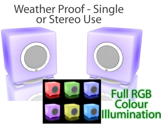 Waterproof Outdoor Bluetooth Twin Stereo Wireless Speakers KitSound Glow RGB