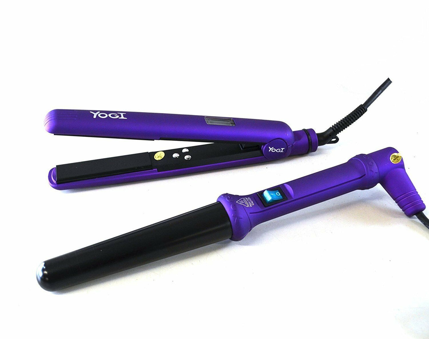 Yogi Fat Barrel Hair Wand and Digital Straightener Gift Pack Purple