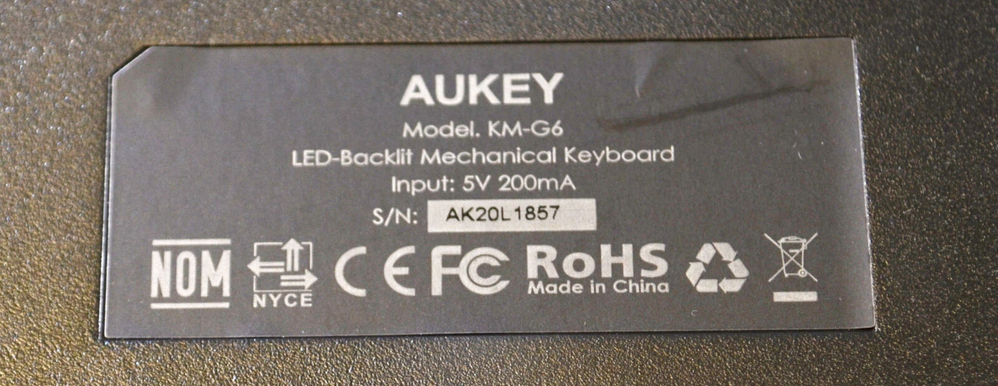 Mechanical Keyboard LED Illuminated  Blue Switches Aukey KM-G6 UK Layout 105 key