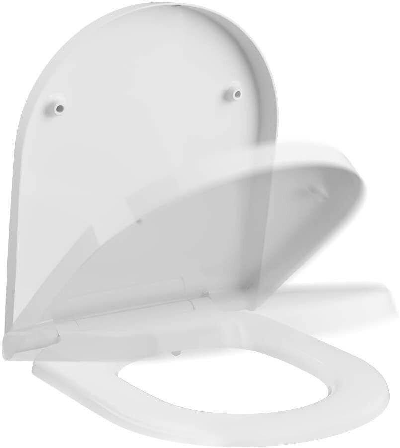 Luxury Soft Close Toilet Seat Rapid Fix Quick Release D  Shaped  White Cassellie