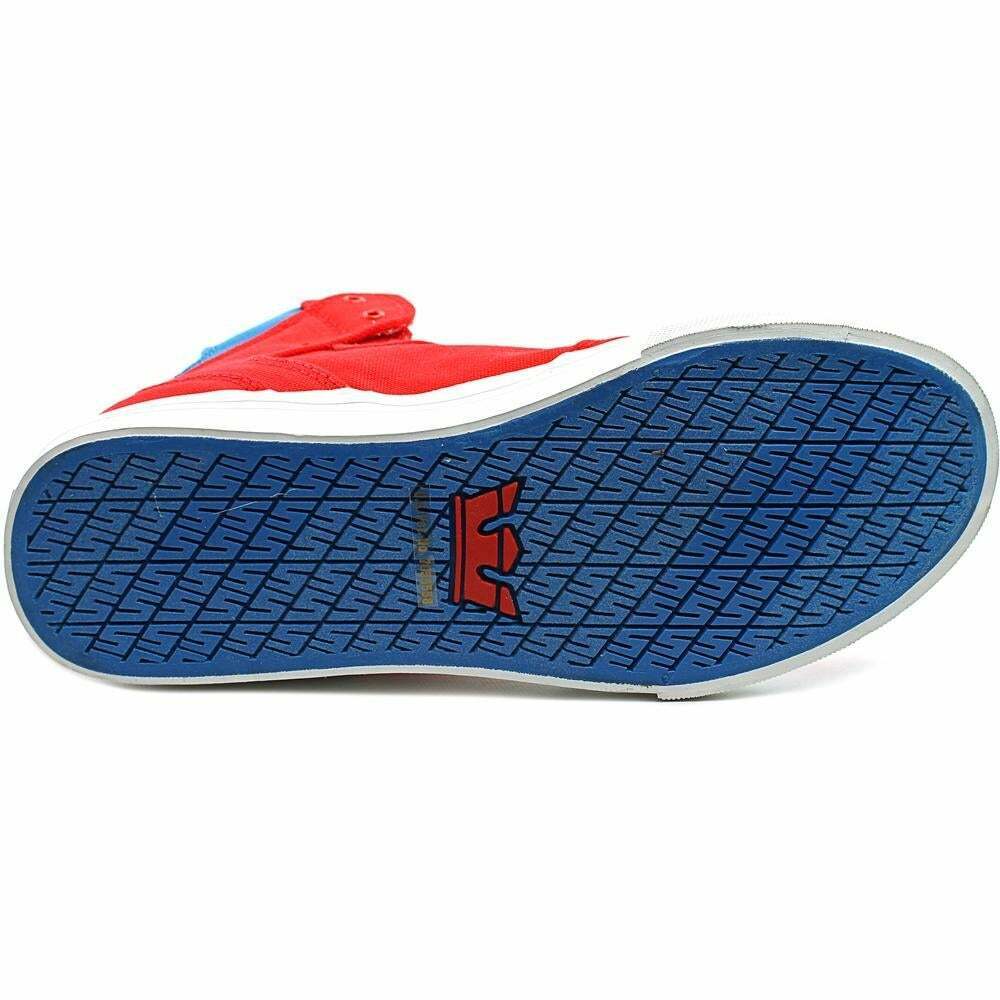 Supra Vaider D Mid Top Skater Mens Trainers Shoes Red White Royal Blue