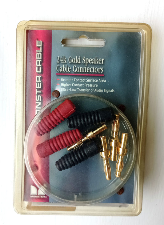 Monster Cable 24k Gold Speaker Connectors Plugs 2 Pairs MT R-H EU