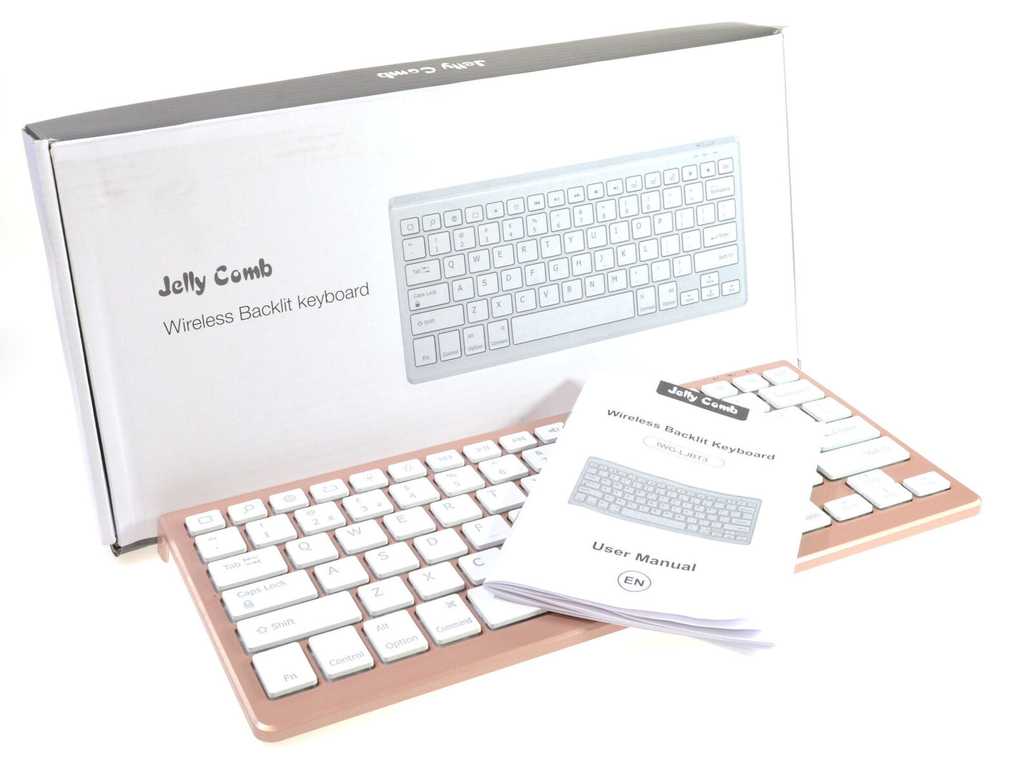 Bluetooth Backlit  Rechargeable Keyboard Rose Gold UK Layout Compact PC Tablet