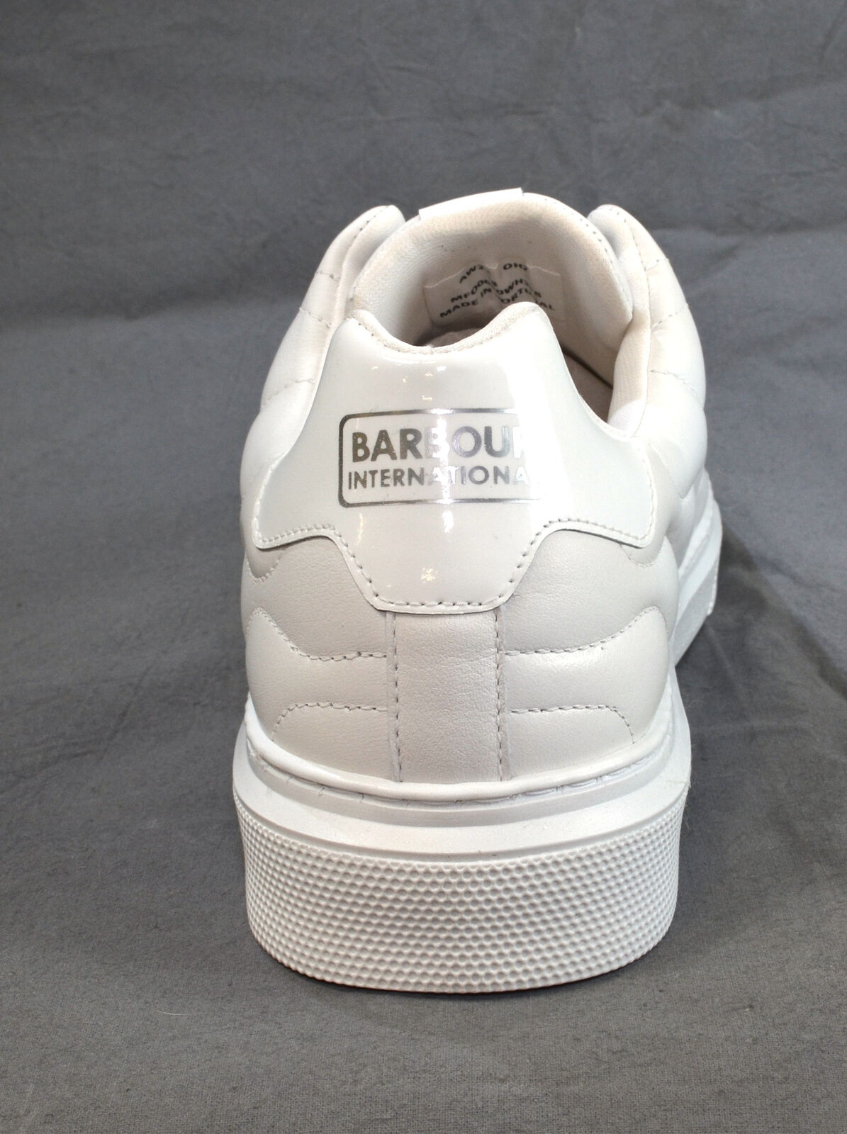 Barbour International Glendale Trainers White Quilted Padded Leather Uppers