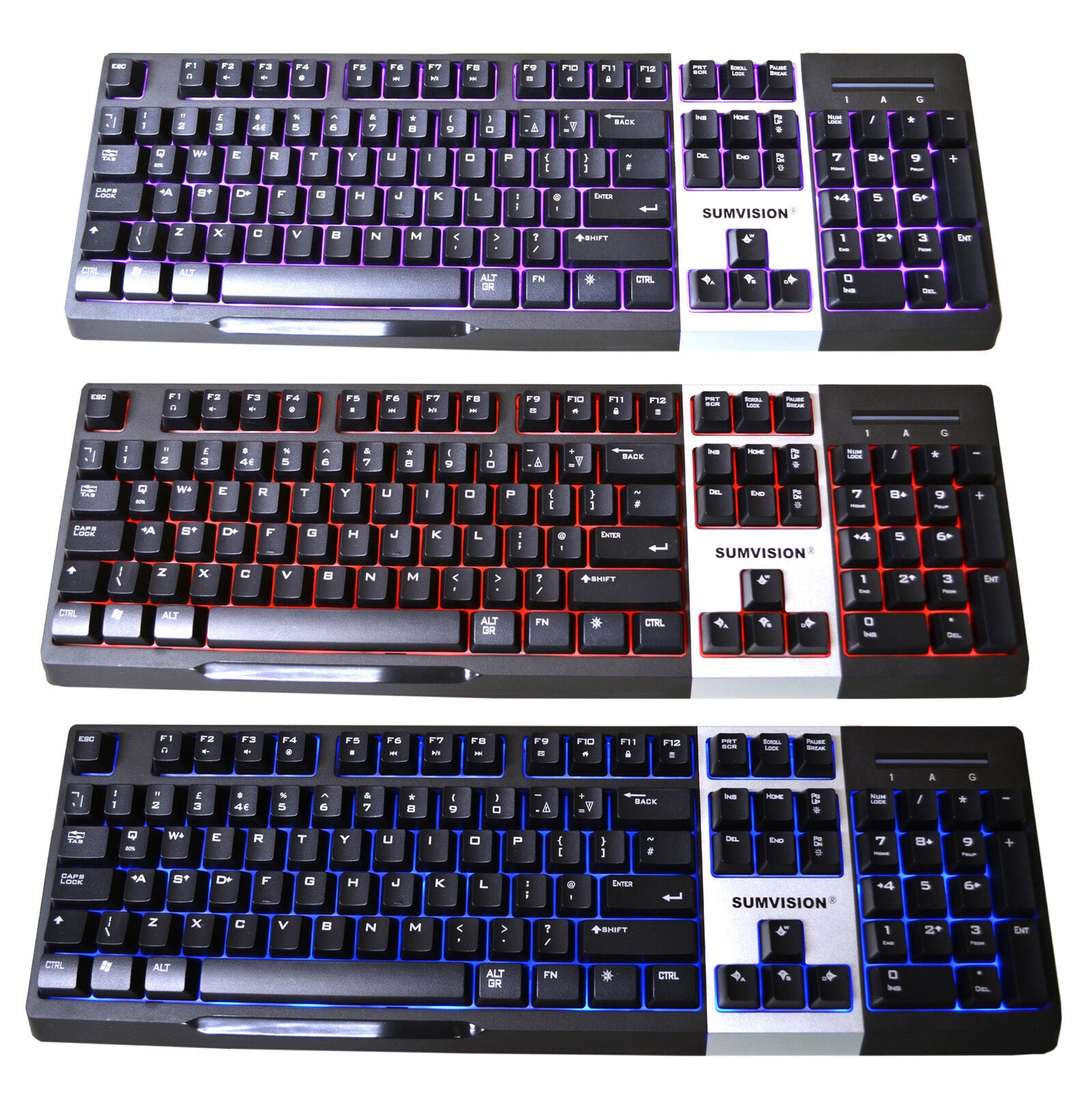 A-JAZZ MULTI ILLUMINATED METAL FRAMED MECHANICAL STYLE KEYBOARD BLUE R ...