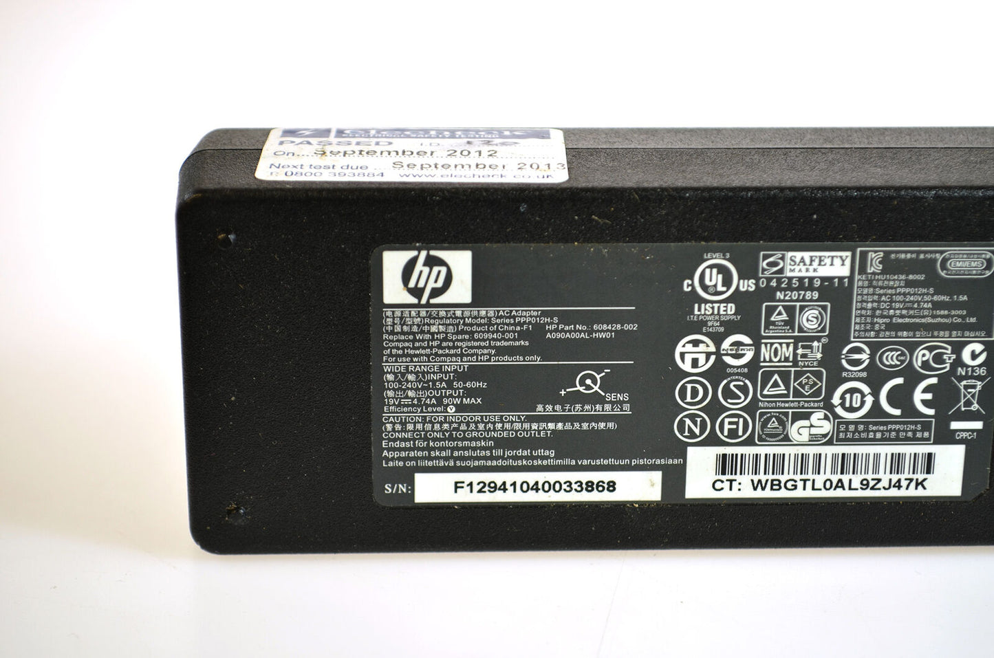 Genuine HP AC Adapter 19.5V 4.74A 90W 608428-002 609940-001 PPP012H-S