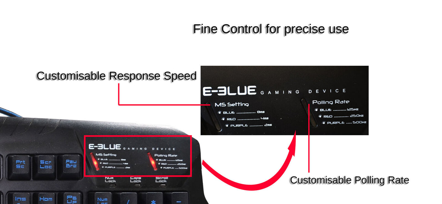 eBlue Mazer Mechanical Keyboard Change Polling and Key Response On The Fly