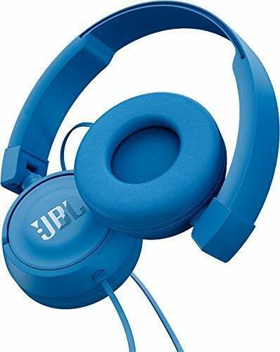 JBL Harman T450 On-Ear Lightweight Wired Headphones Mic Blue