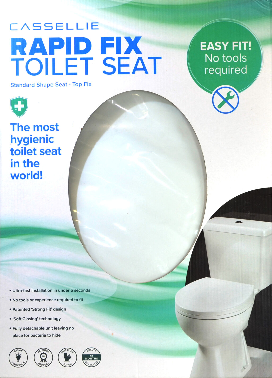 Soft Close Toilet Seat Rapid Fix Quick Release Round Oval Cassellie  White