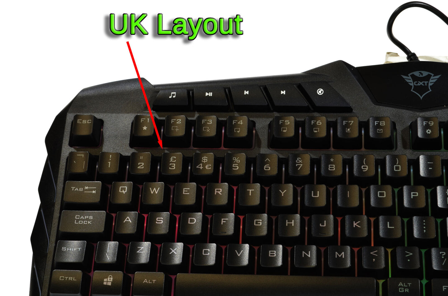 LED Gaming Keyboard Trust Odyss Semi-Mechanical Wired UK Layout Anti Ghosting