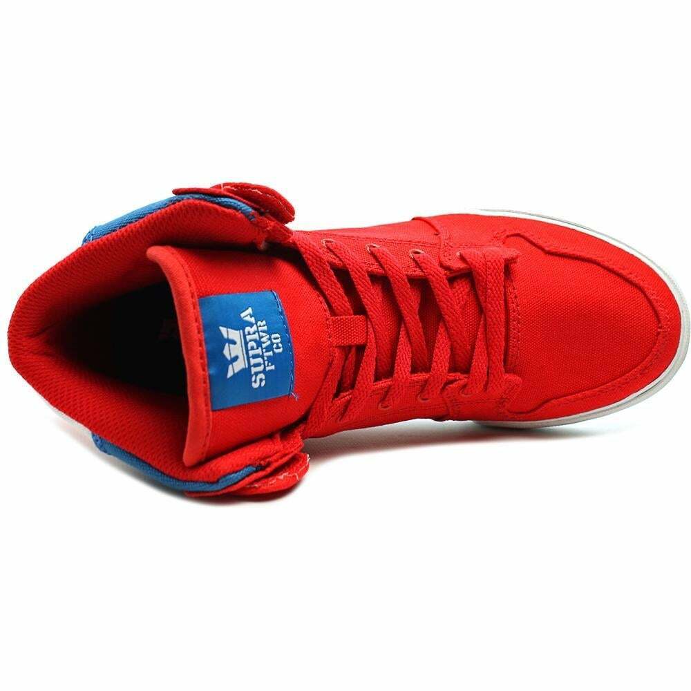 Supra Vaider D Mid Top Skater Mens Trainers Shoes Red White Royal Blue