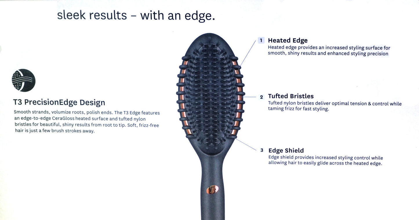 T3 Edge Smoothing Styling Straightening Heated Hot Brush 77582-UK