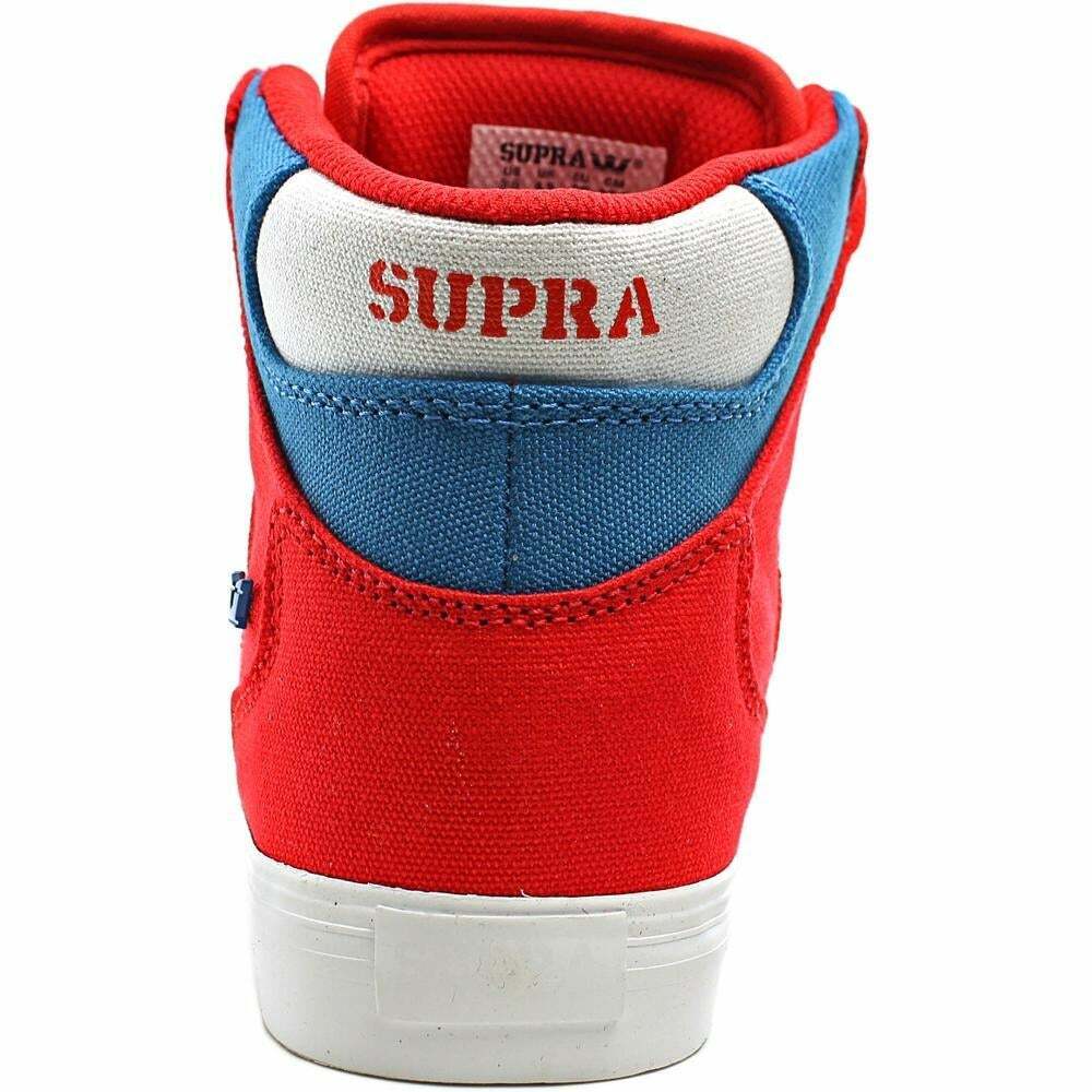 Supra Vaider D Mid Top Skater Mens Trainers Shoes Red White Royal Blue