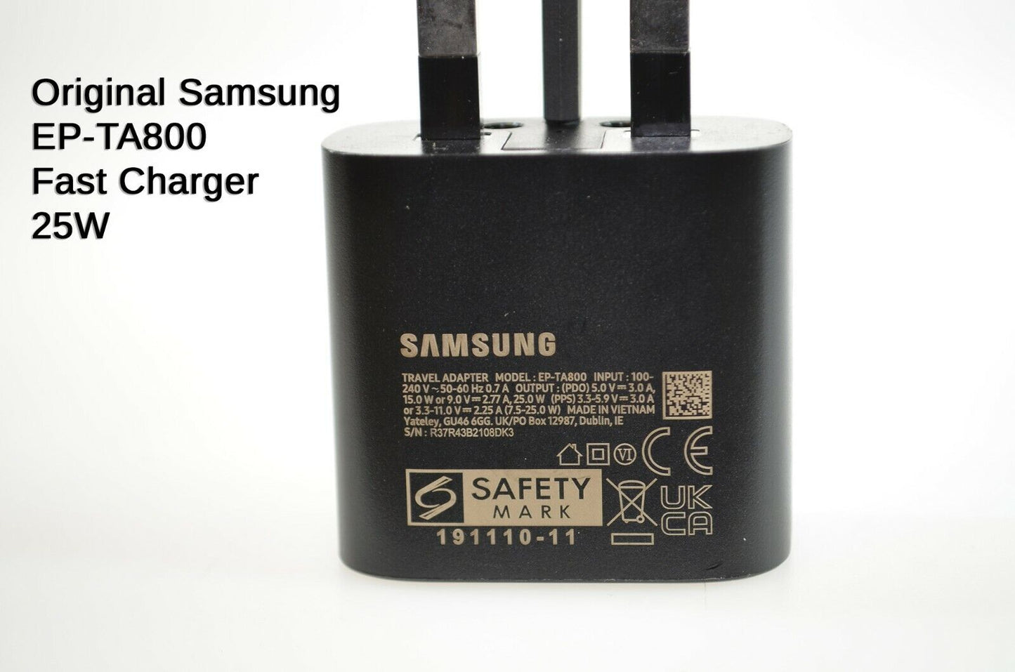 Original Samsung EP-TA800UBE Fast Compact Mains Charger USB C 25W