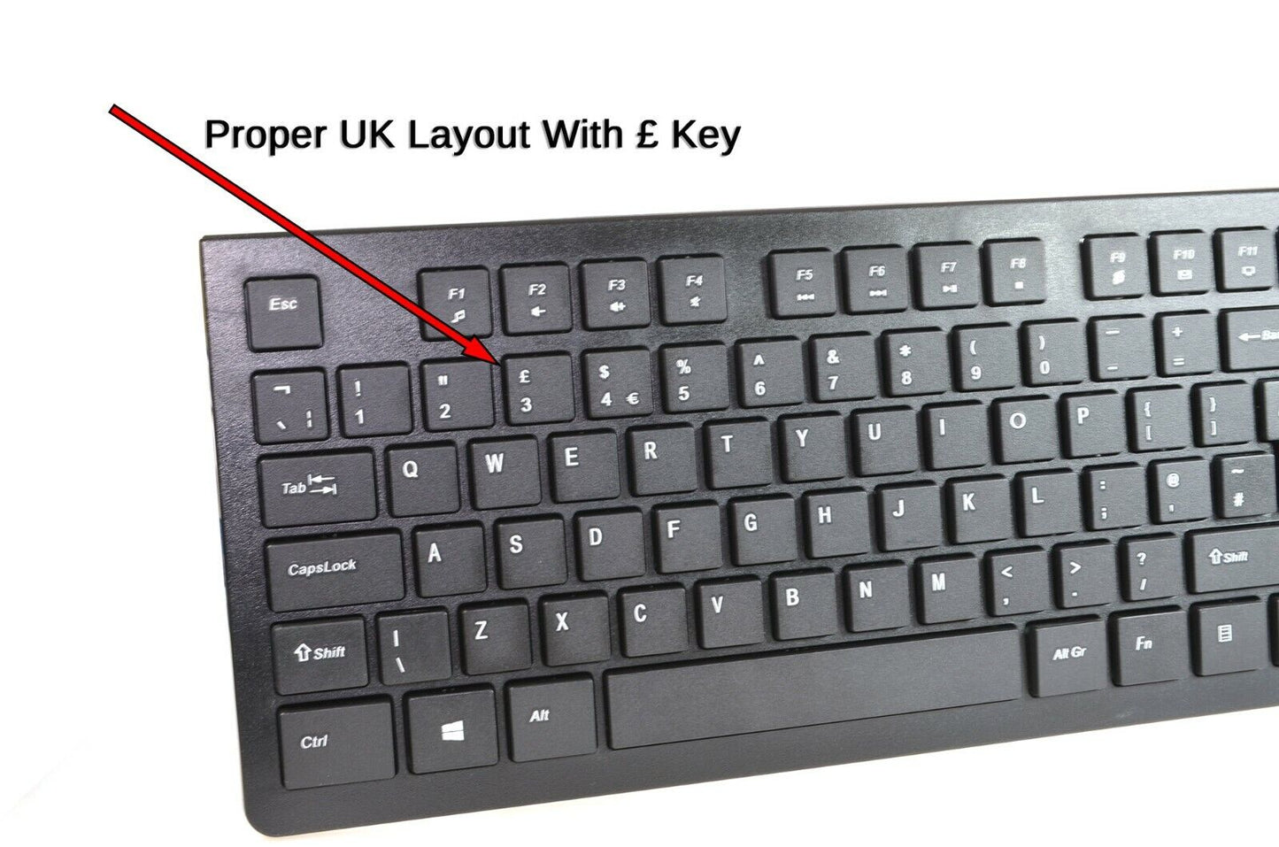 USB Wired Keyboard UK Layout Compact Quiet Low Profile Chiclet Keys Spill Resist