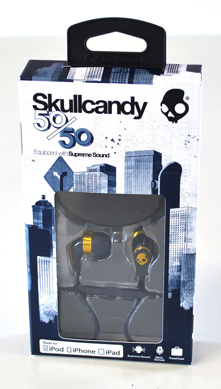 Skullcandy 50/50 Earphones Navy/Metallic Gold iPhone iPad Tablet Mic Remote