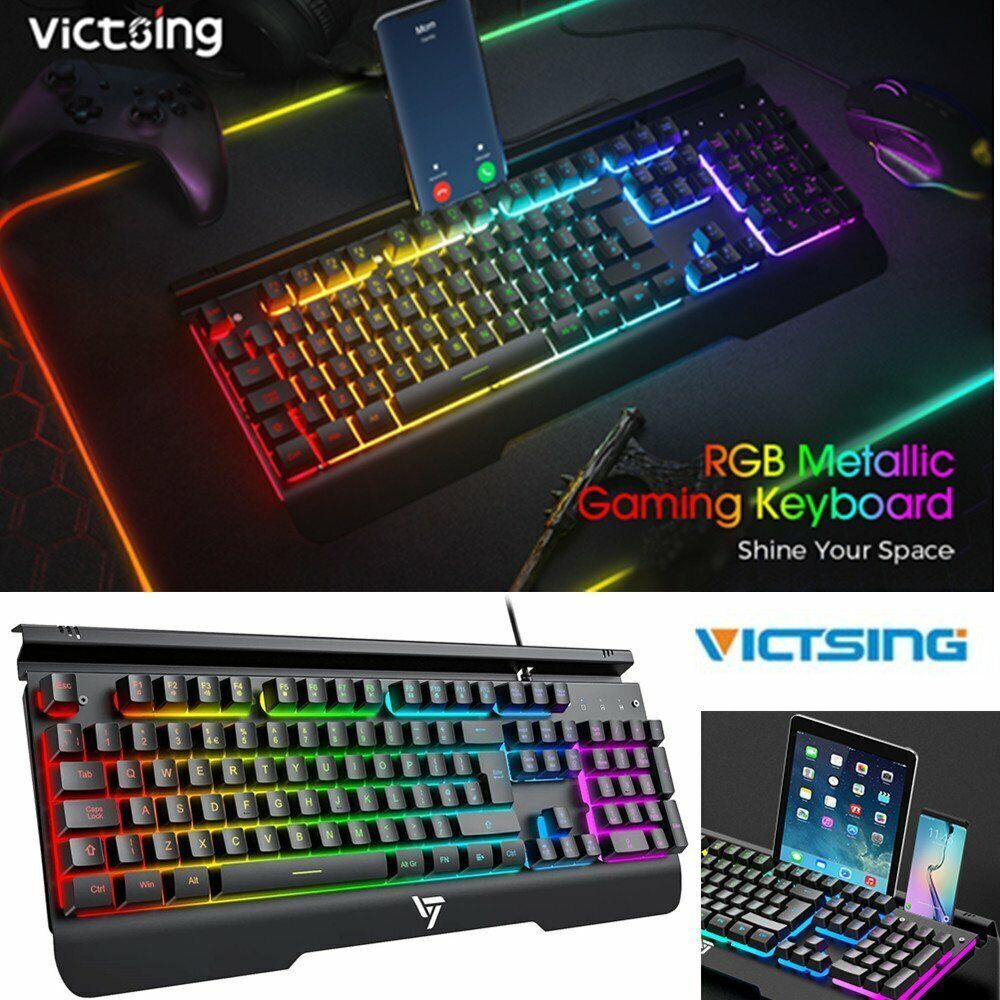  Metal RGB Illuminated Backlit Gaming Keyboard NKey Rollover UK Layout