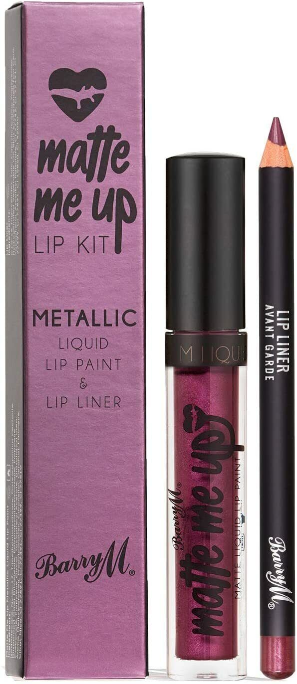 Barry M  Matte Me Up Metallic Liquid Lip Paint & Liner Kit MLKD725 Avant Garde