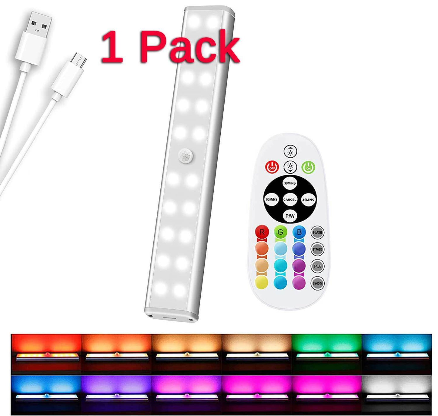 LED Under Cabinet Remote Controlled Lights Timer RGB Warm Cool Daylight Timer