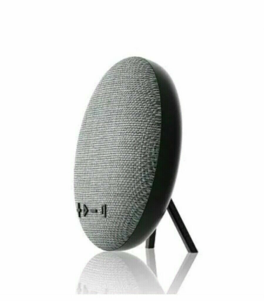 Tzumi Mini Deco Bluetooth Wireless Speaker Circular Pebble Stylish GreyFabric