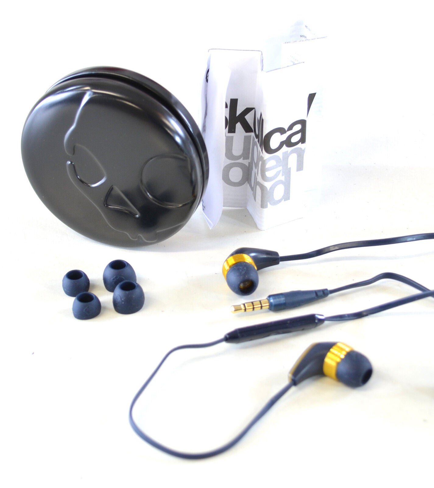 Skullcandy 50/50 Earphones Navy/Metallic Gold iPhone iPad Tablet Mic Remote