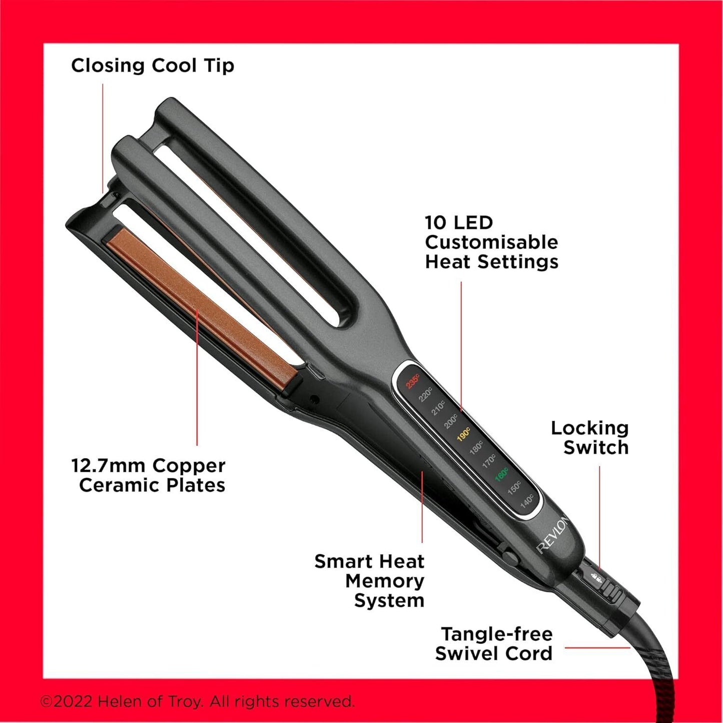 Revlon Double Straight  Digital Hair Straightener Styler Waver Copper Ceramic