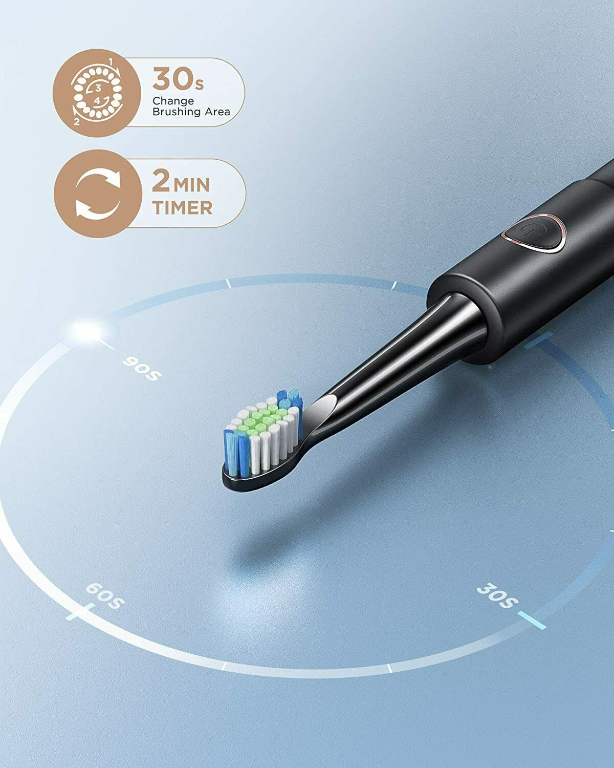 Sonic Electric Waterproof Toothbrush 8 Heads USB Charging 5 Modes Fairywill E11