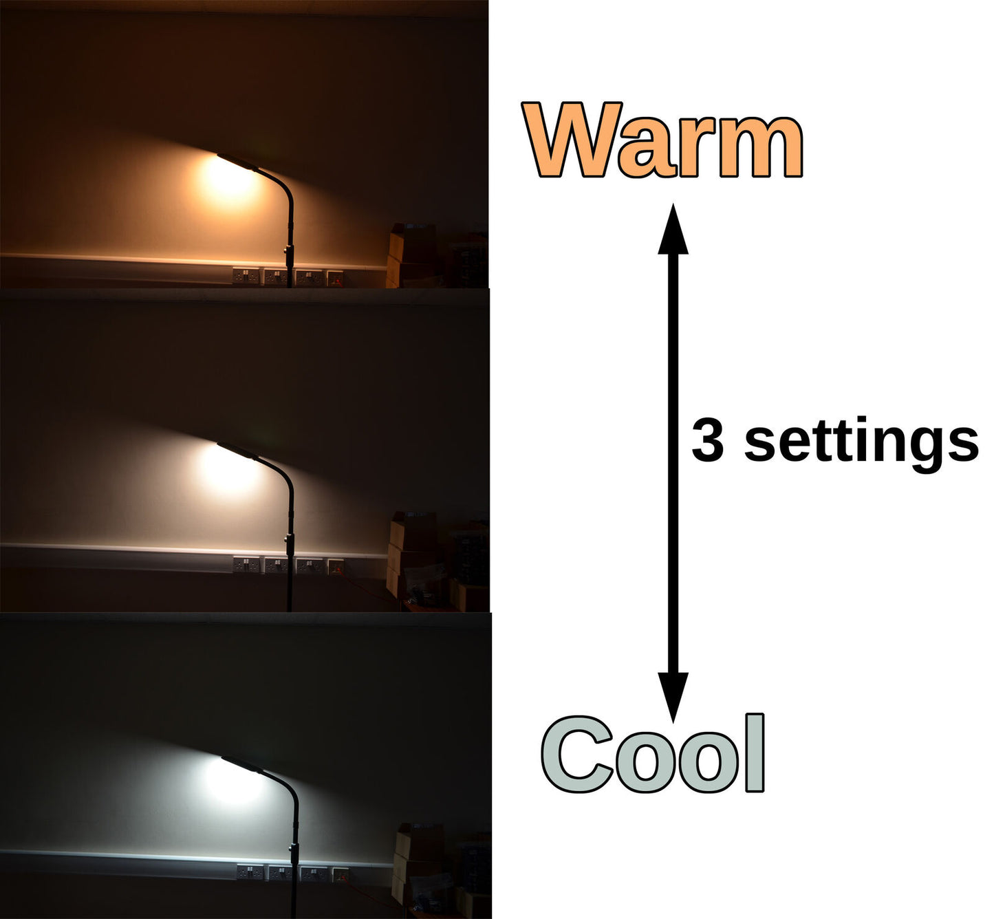 LED Floor Lamp Adjustable 3 Colour Dimmable Super Bright 14 Watt