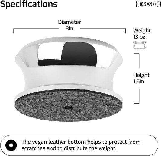 Hudson HiFi Turntable Record Vinyl Weight Stabiliser Large Ben Chrome