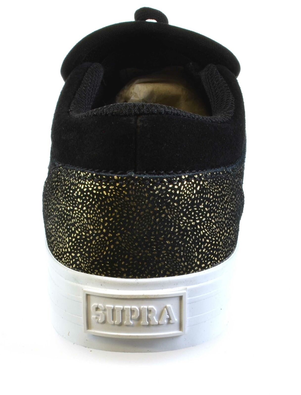 Supra Womens Cuba Black Gold Red White Skate Low Top Trainer Shoes