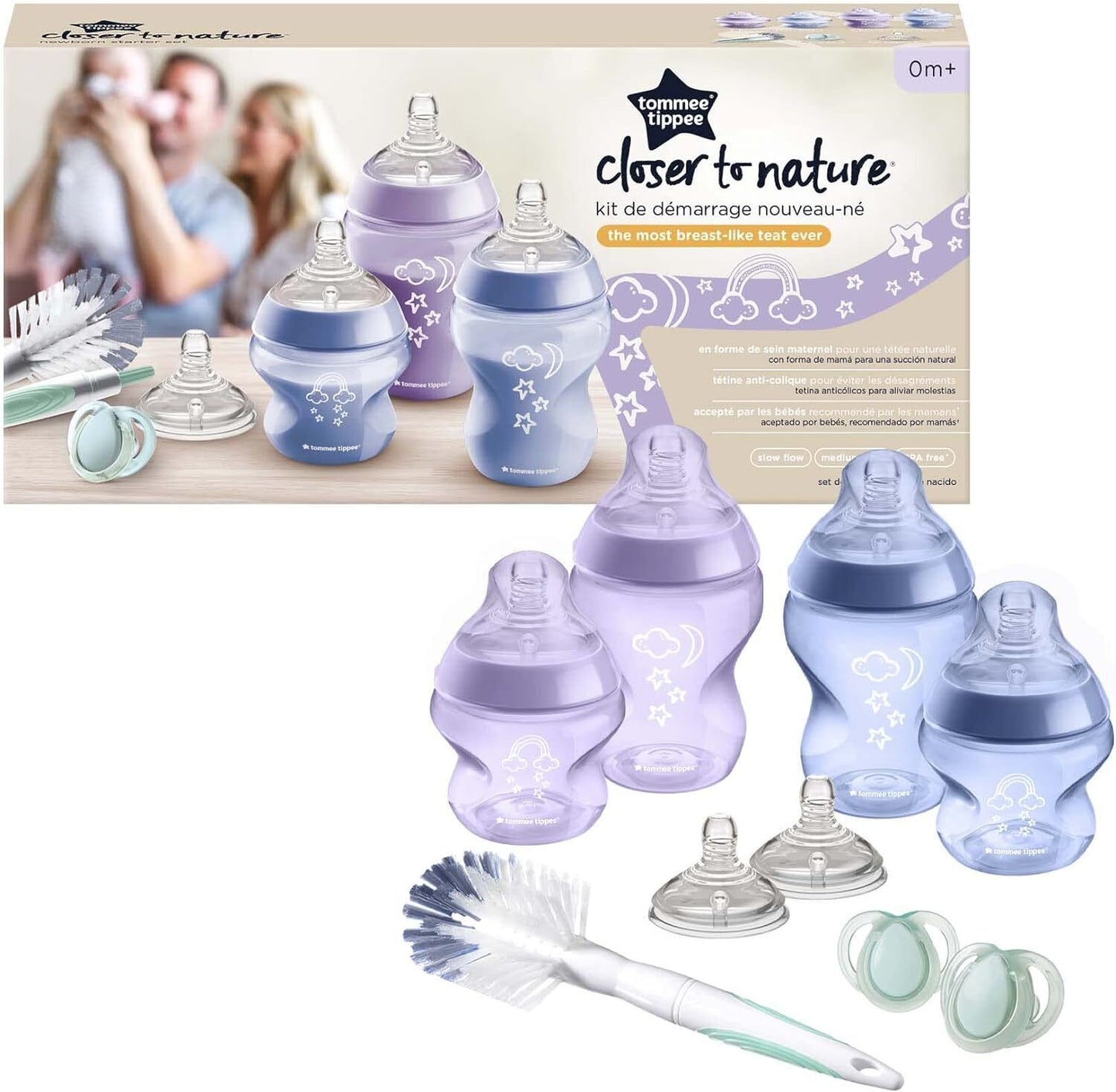 Tommee Tippee Closer To Nature Newborn Starter Set Purple/Blue Anti Colic