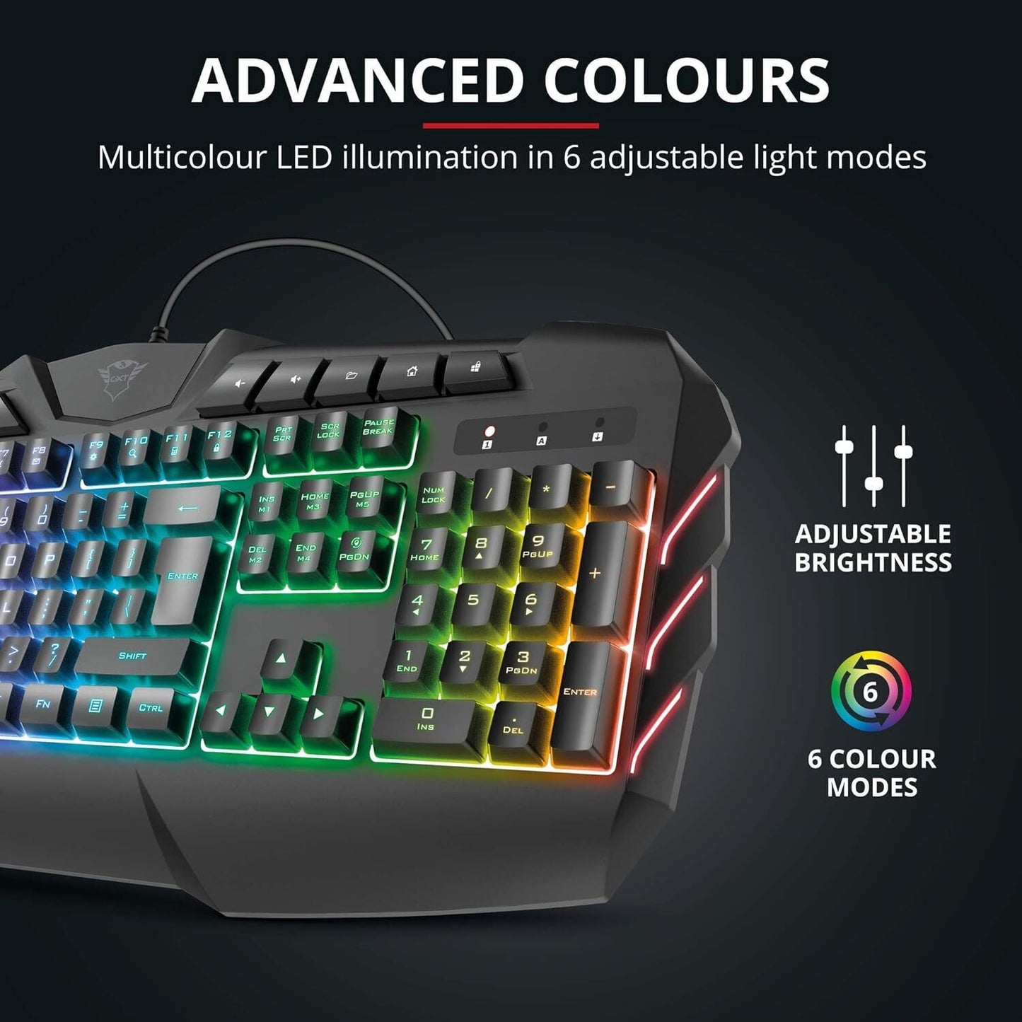 LED Gaming Keyboard Trust Odyss Semi-Mechanical Wired UK Layout Anti Ghosting