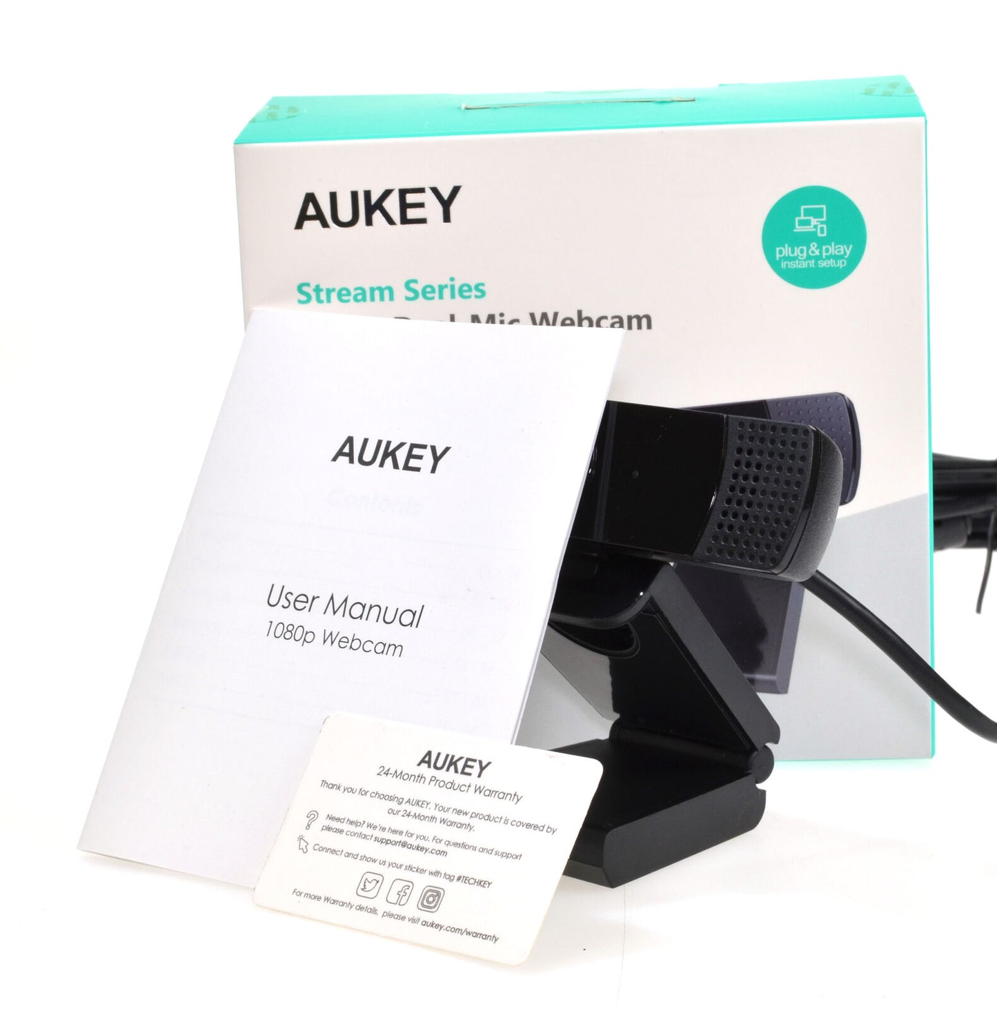 Webcam Dual Mic 1080P High Definition Aukey PC-LM1E Zoom Teams Chat