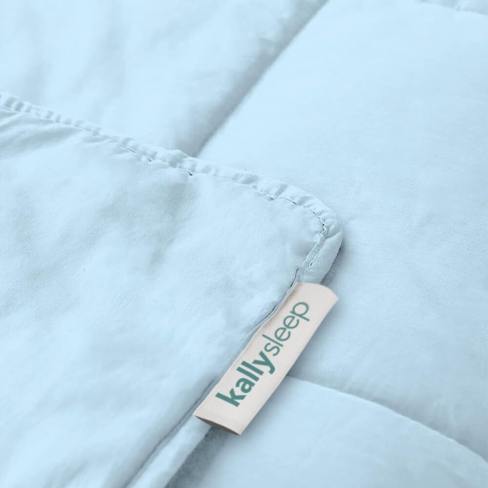 Weighted Blanket King Size Kally Sleep 6.8kg White Blue Cotton Breathable