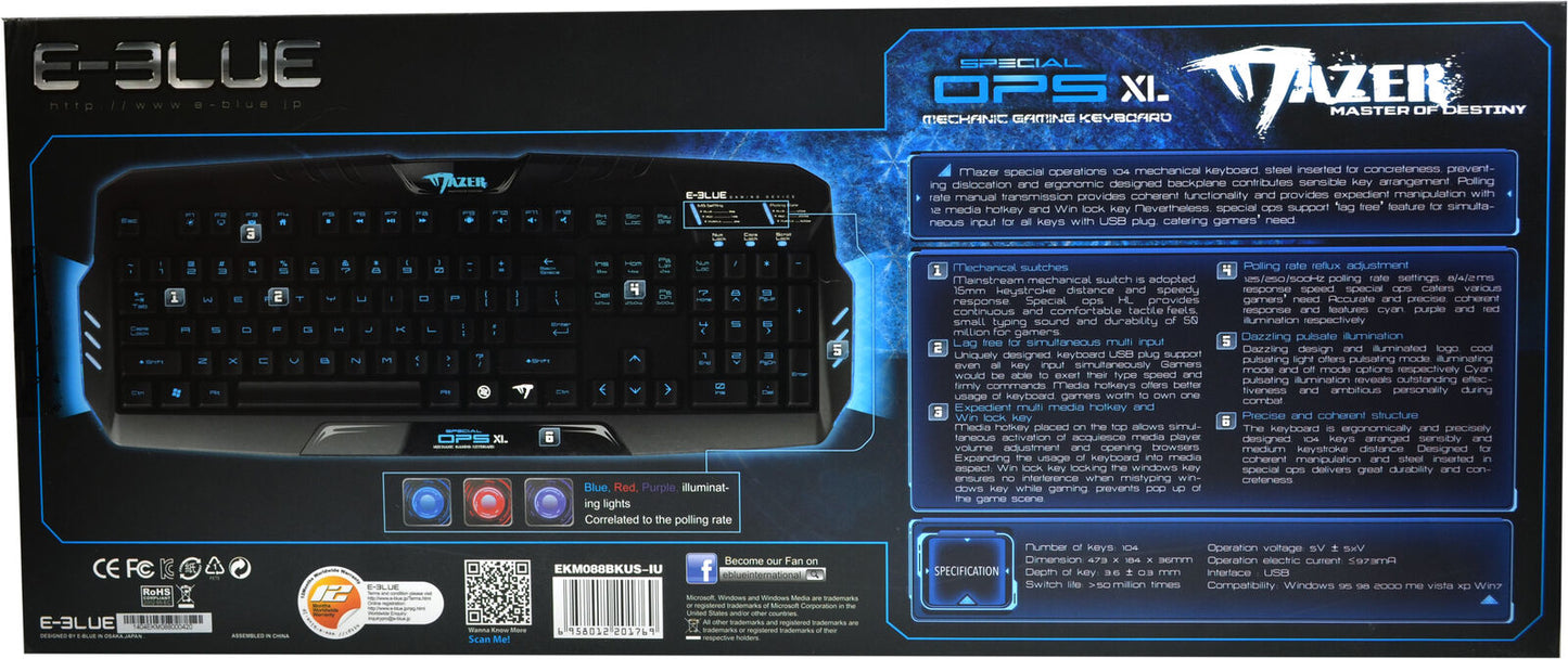 eBlue Mazer Mechanical Keyboard Change Polling and Key Response On The Fly