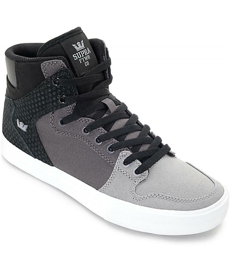 Supra Vaider Mid Top Skater White Grey Green Navy Black Mens Trainers Shoes