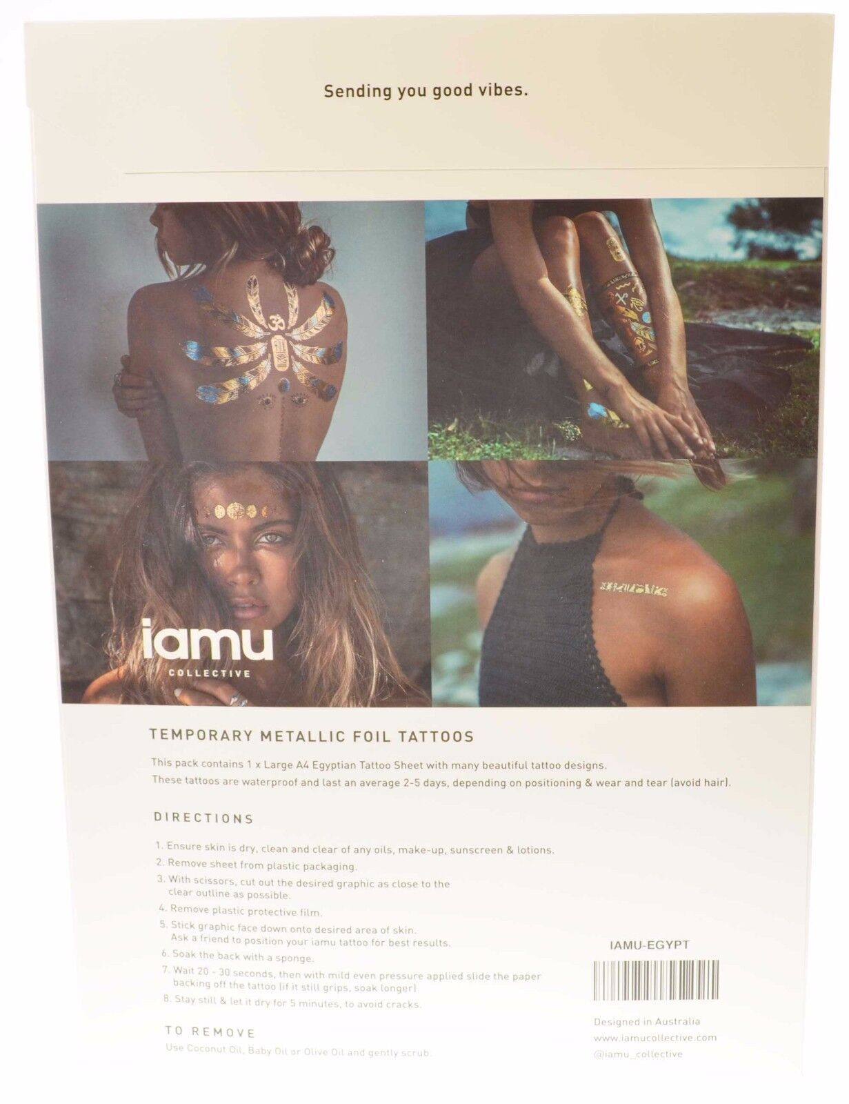 Iamu Collective Temporary Flash Tattoos Metallic Waterproof Mayan Egyptian