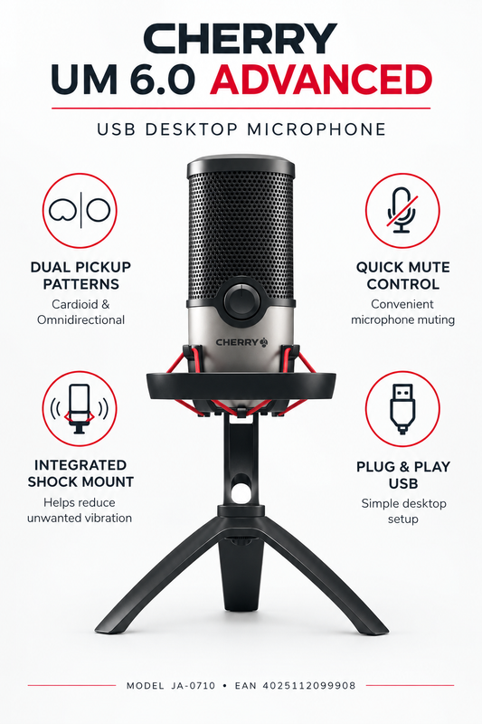 Cherry UM 6.0 Advanced USB Streaming Microphone FREE Cherry Pop Filter While Stocks Last