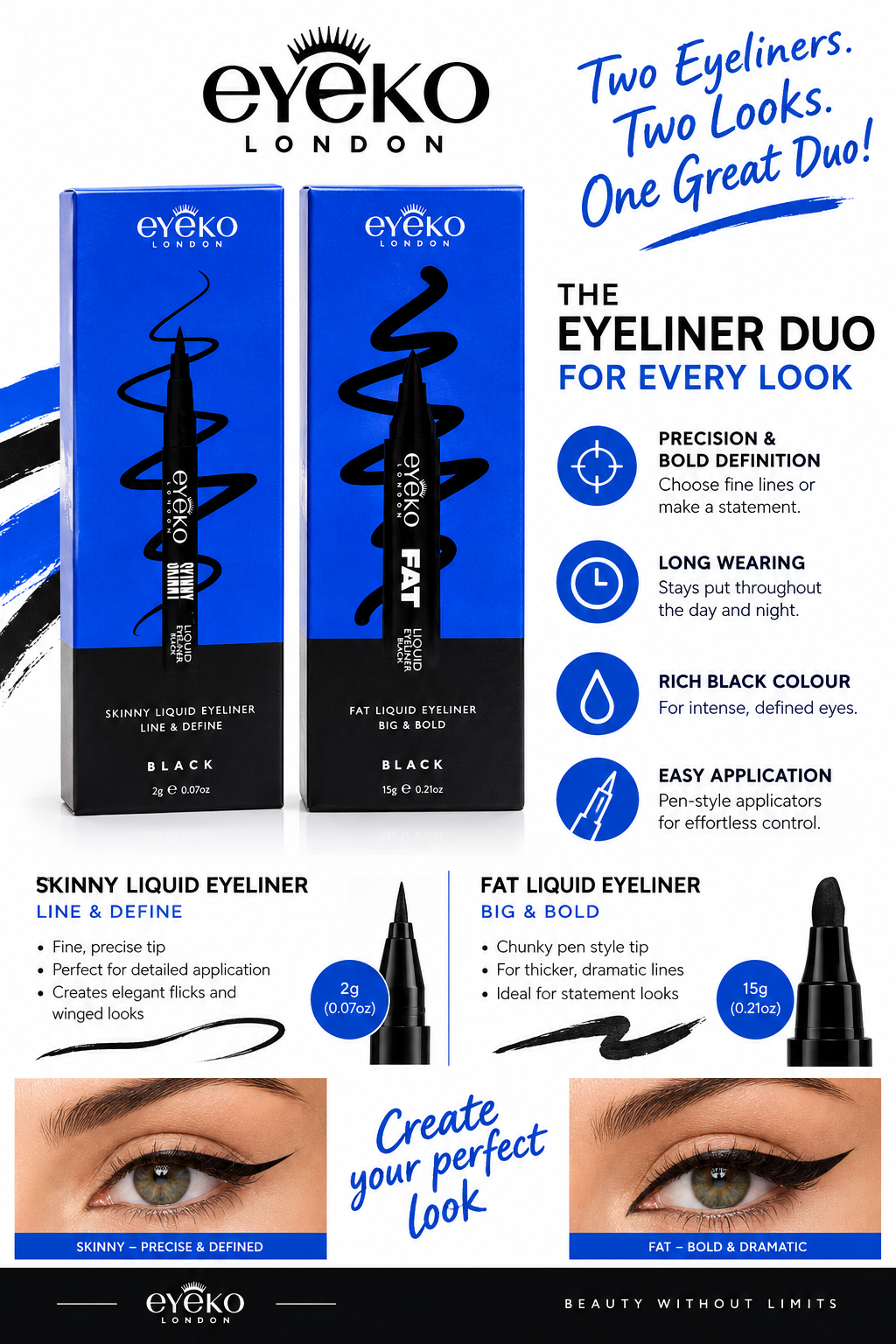 Eyeko Fat & Skinny Eye Liner Pencil Duo Pack Black