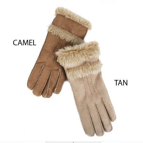 FAUX SHEARLING LAMB SHEEPSKIN FUR WARM COSY GLOVES PIA ROSSINI